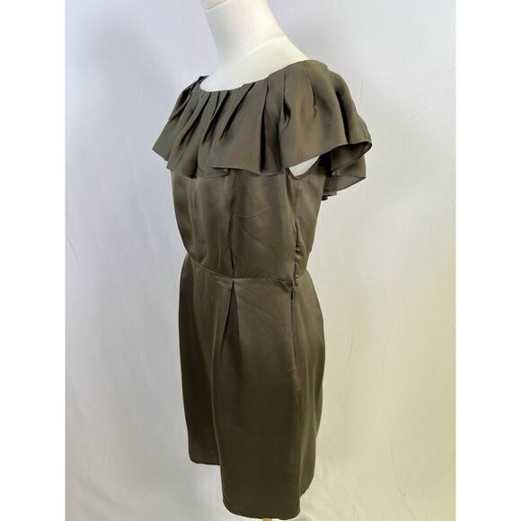 Banana Republic 100% Silk Sheath Mini Dress Tan Size 4 Party Cocktail - Picture 5 of 15